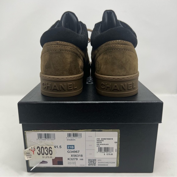 Chanel Suede Logo Strap Low Top Sneakers Size 41.5 / 10.5 NEW WITH BOX - Picture 5 of 16